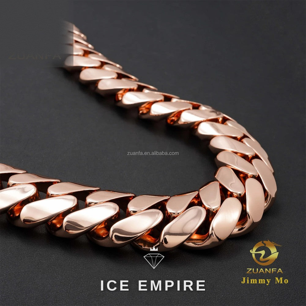 Iced Out Rose Gold Plated Cuban Chain