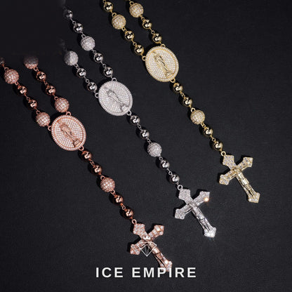 Iced Out Cross Rose Gold Plated Moissanite Cuban Chain