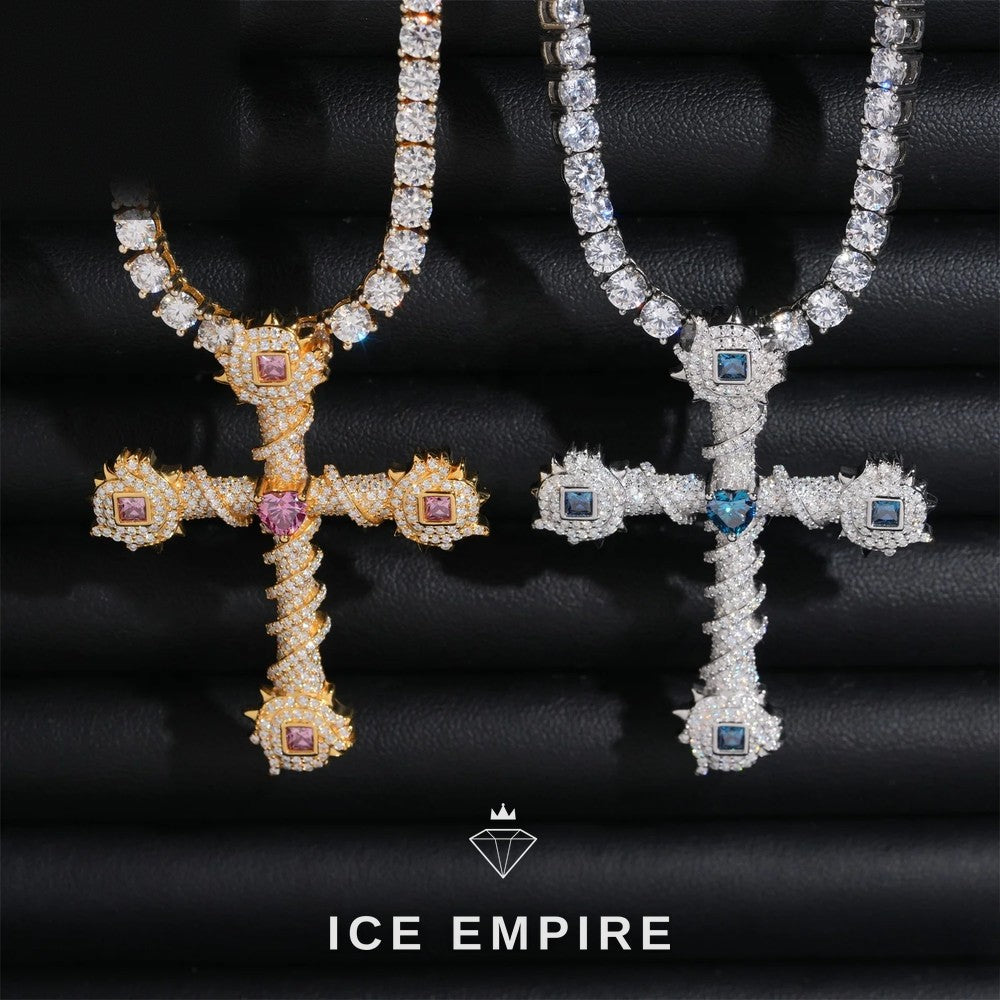 Iced Out Cross 925 Silver Moissanite Pendant