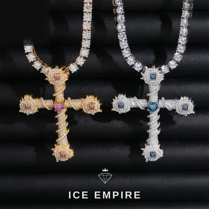 Iced Out Cross 925 Silver Moissanite Pendant