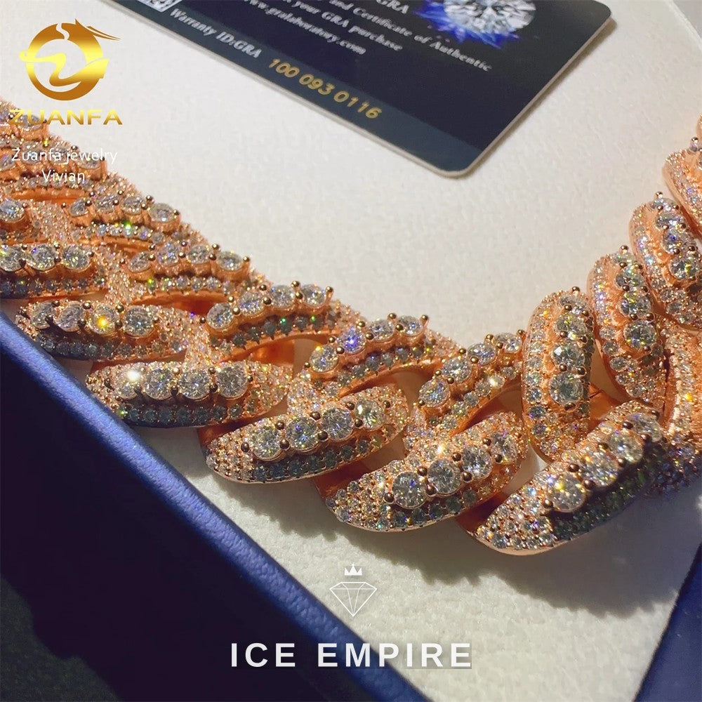 Iced Out Rose Gold Plated Moissanite Cuban Chain