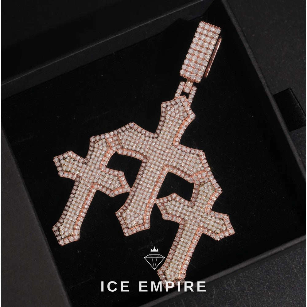 Iced Out Cross 925 Silver Moissanite Pendant