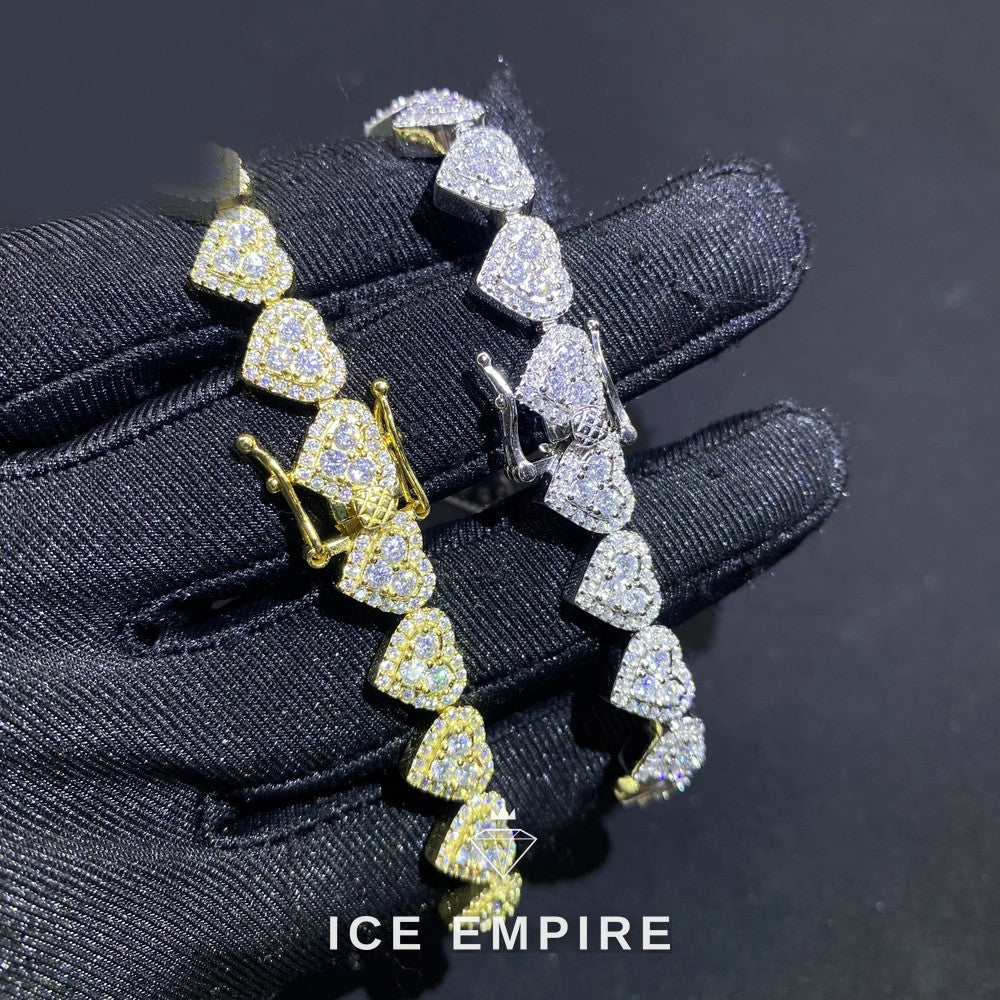 Iced Out Heart Rose Gold Plated Moissanite Cuban Chain