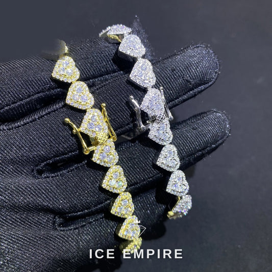 Iced Out Heart Rose Gold Plated Moissanite Cuban Chain