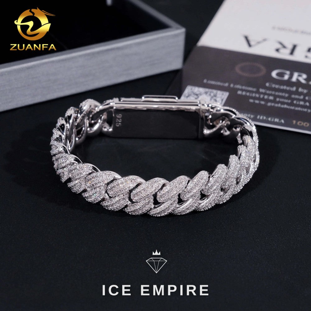 Iced Out Cross 925 Silver Moissanite Cuban Chain