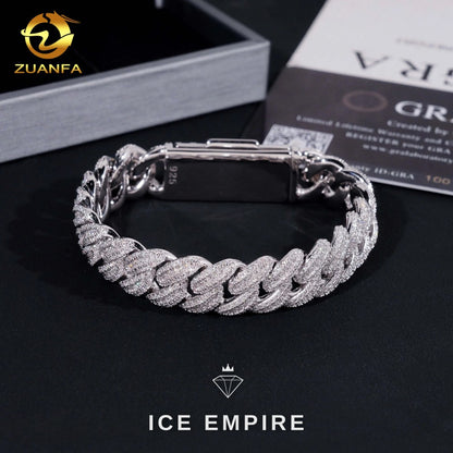 Iced Out Cross 925 Silver Moissanite Cuban Chain