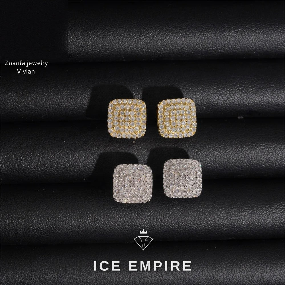 Iced Out 925 Silver Moissanite Earrings