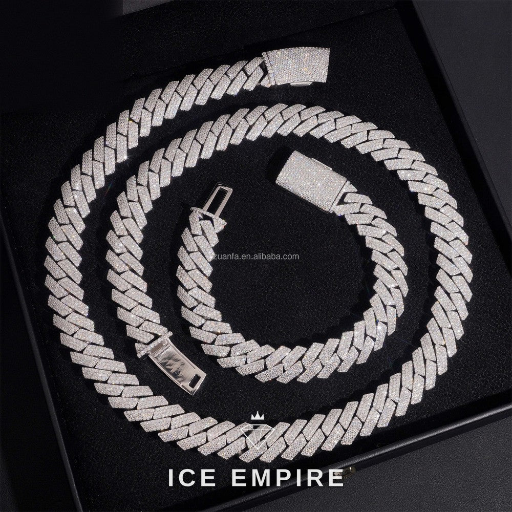 Iced Out Rose Gold Moissanite Cuban Chain
