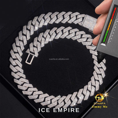 Iced Out 925 Silver Moissanite Cuban Chain