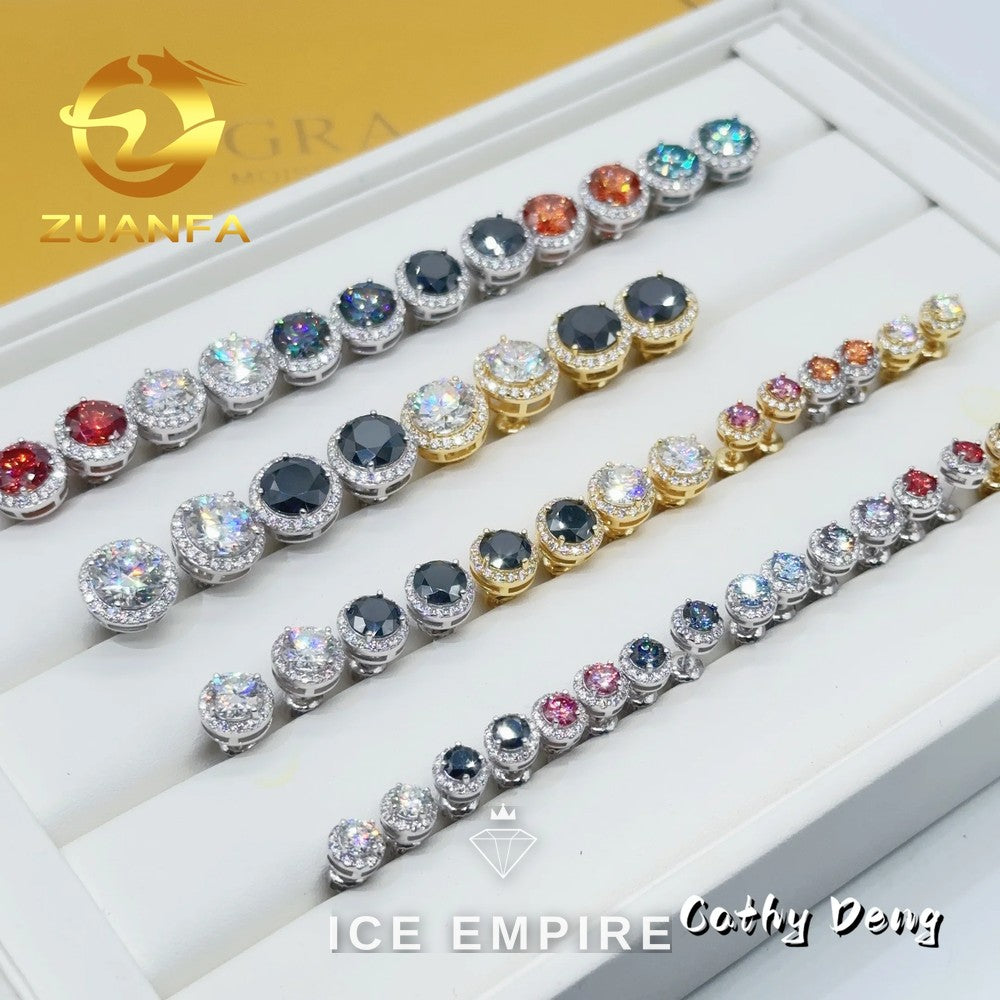 Iced Out 925 Silver Moissanite Stud Earrings