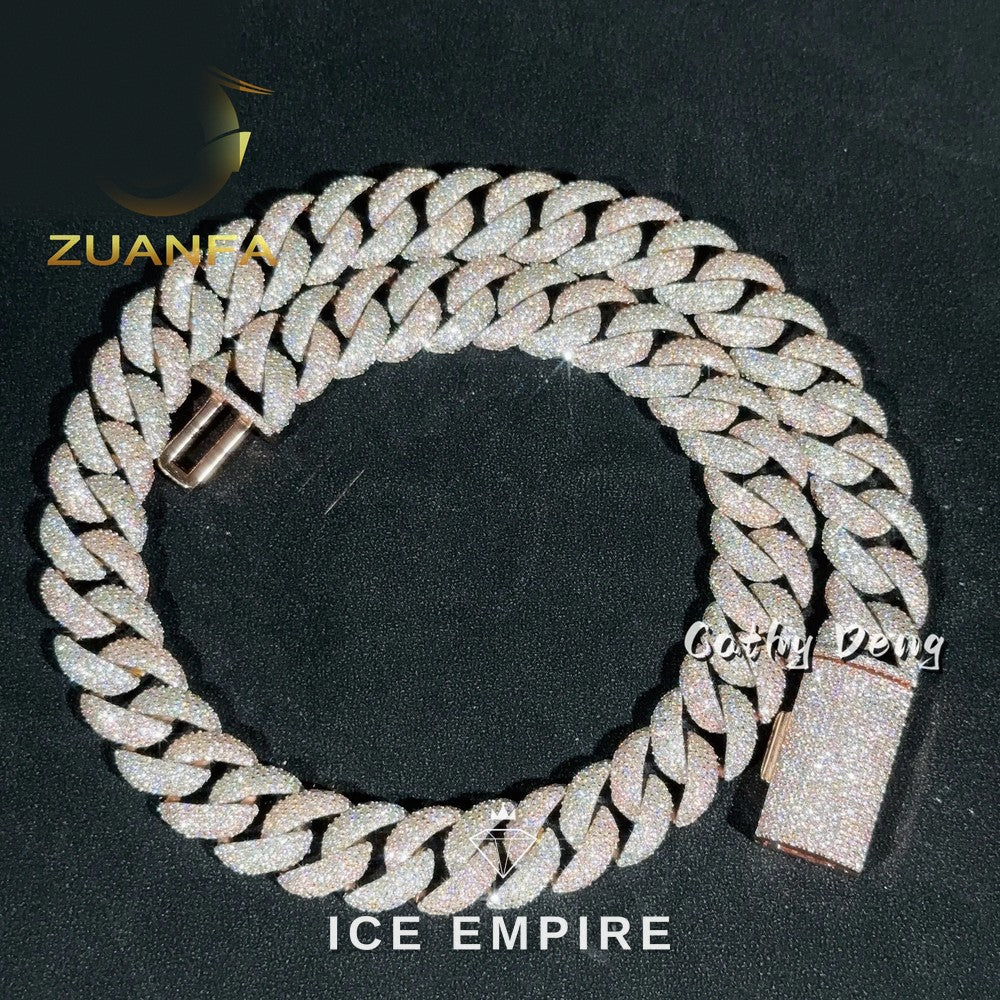 Iced Out Rose Gold Plated Moissanite Cuban Chain