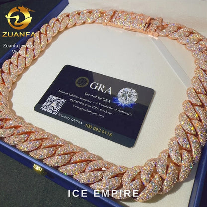 Iced Out Rose Gold Plated Moissanite Cuban Chain