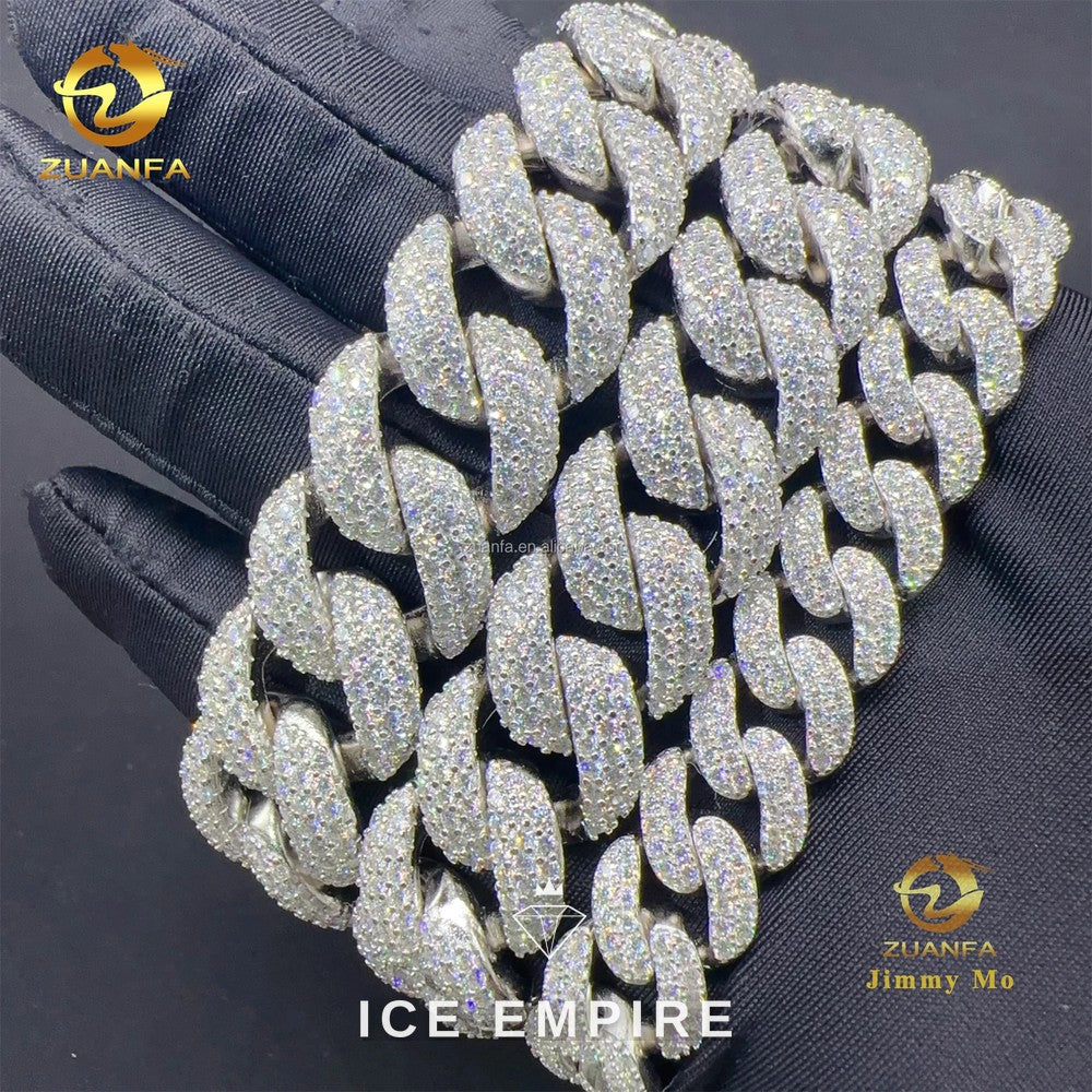 Iced Out 925 Silver Moissanite Cuban Chain