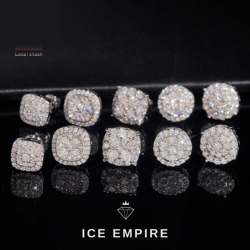 Iced Out Rose Gold Plated Moissanite Stud Earrings