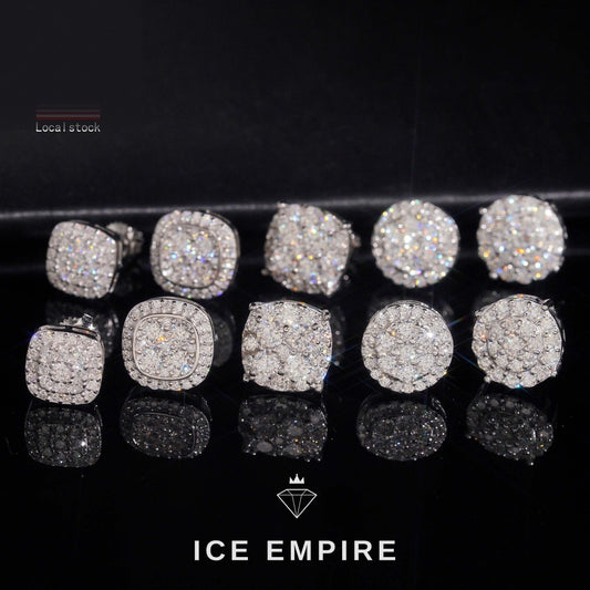 Iced Out Rose Gold Plated Moissanite Stud Earrings