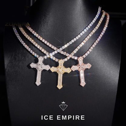 Iced Out Cross 925 Silver Pendant