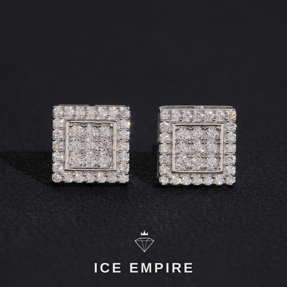 Iced Out 925 Silver Moissanite Stud Earrings