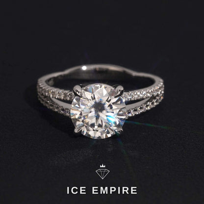 Iced Out 925 Silver Moissanite Engagement Ring
