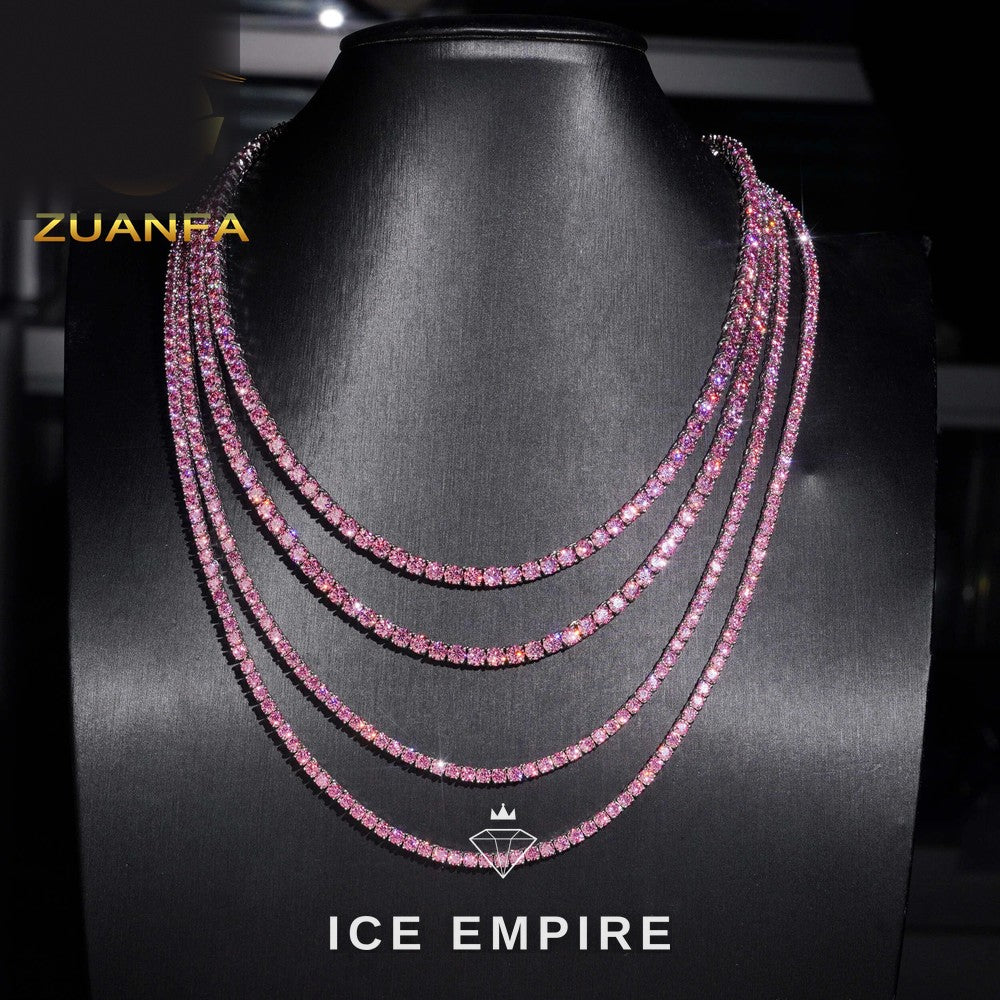 Iced Out 925 Silver Moissanite Tennis Chain