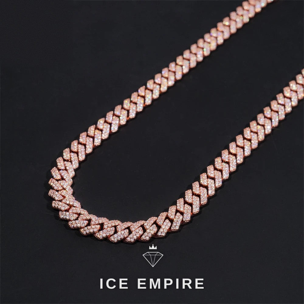 Iced Out Rose Gold Plated Moissanite Cuban Chain