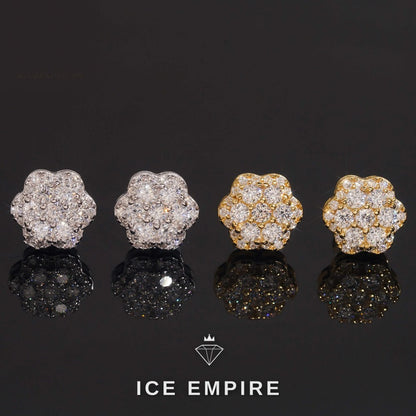 Iced Out Cluster Rose Gold Plated Moissanite Earrings