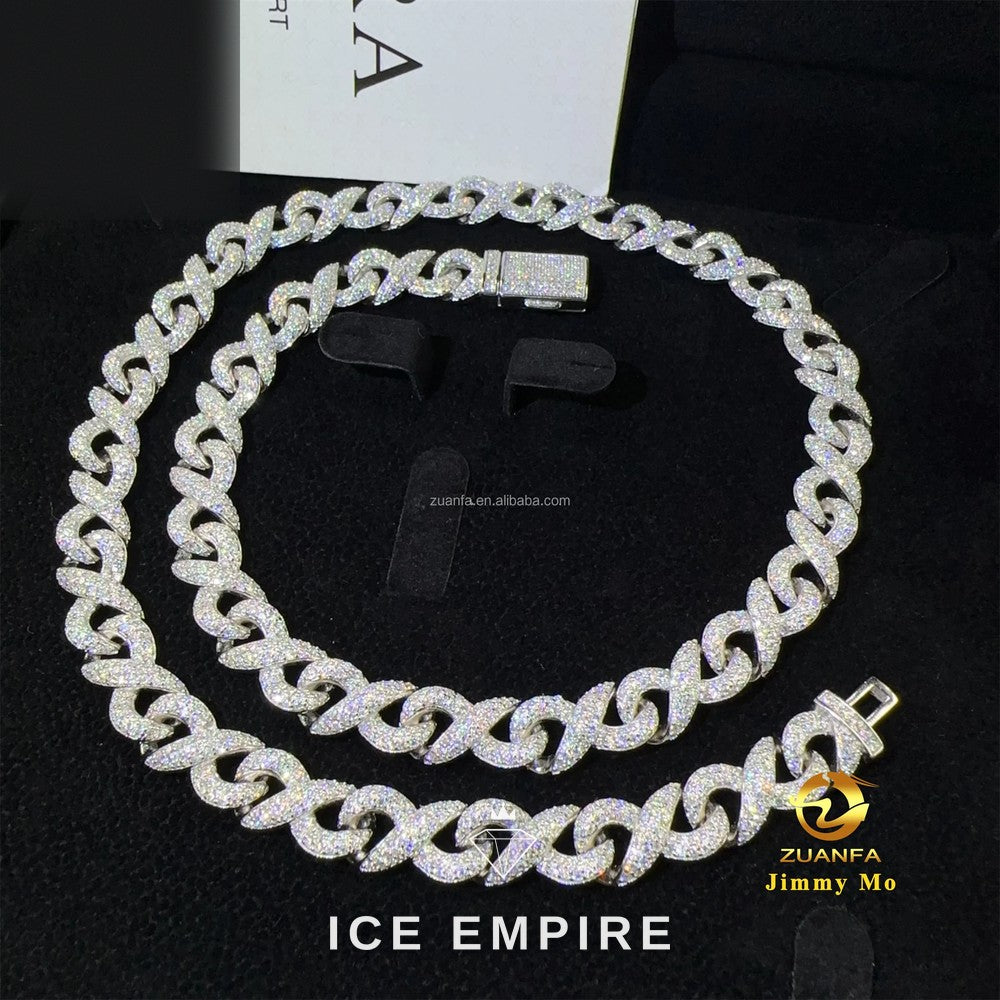 Iced Out 925 Silver Moissanite Cuban Chain