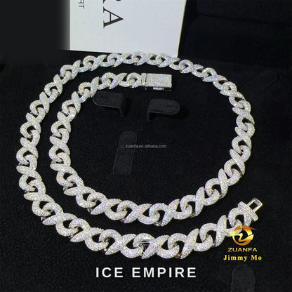 Iced Out 925 Silver Moissanite Cuban Chain