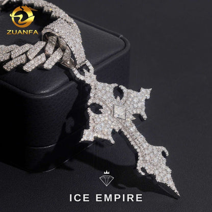 Iced Out Cross 925 Silver Moissanite Pendant