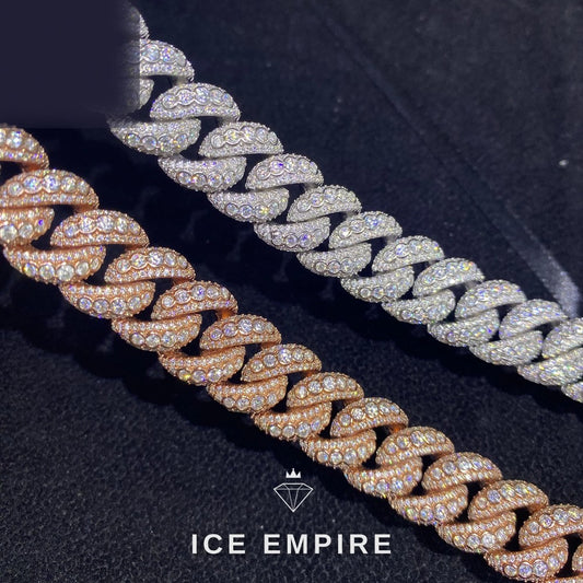 Iced Out Rose Gold Moissanite Cuban Chain