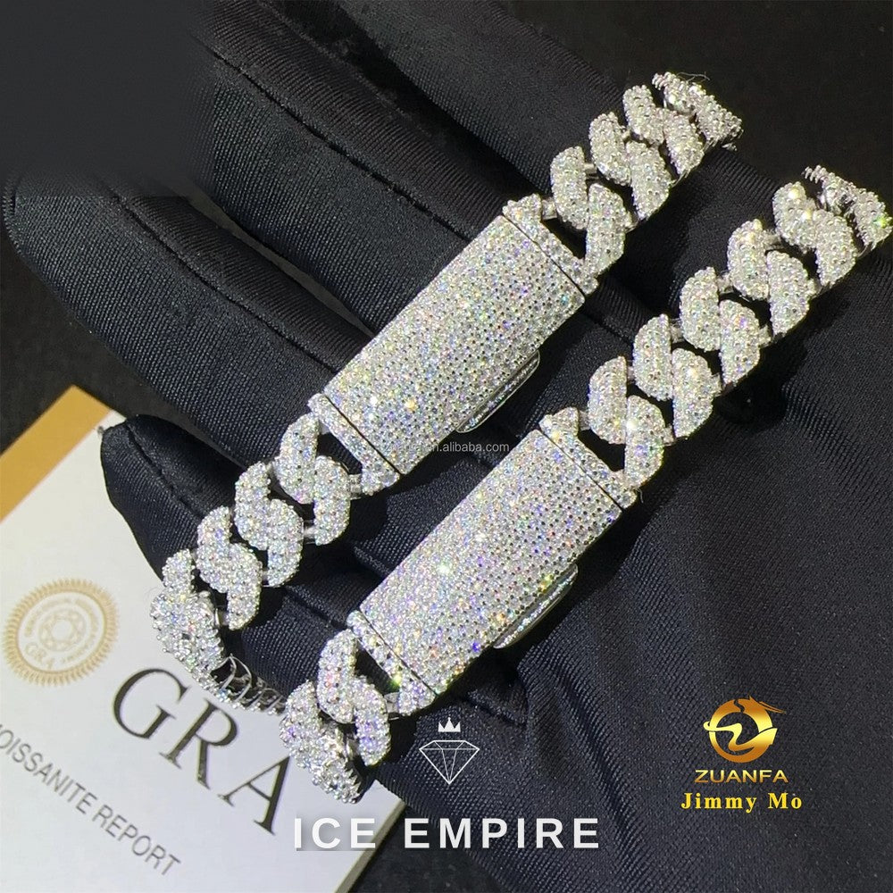 Iced Out 925 Silver Moissanite Cuban Chain