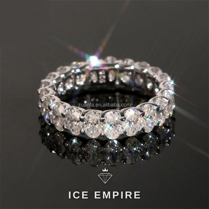 Iced Out 925 Silver Moissanite Engagement Ring