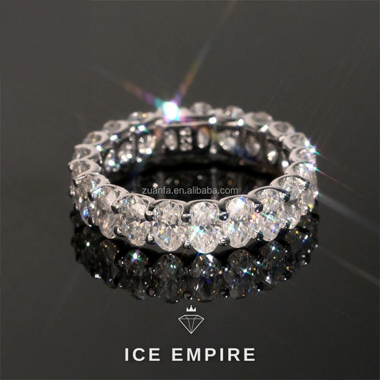 Iced Out 925 Silver Moissanite Engagement Ring