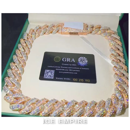 Iced Out Rose Gold Plated Moissanite Cuban Chain