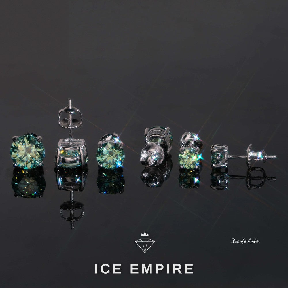 Iced Out 925 Silver Moissanite Stud Earrings