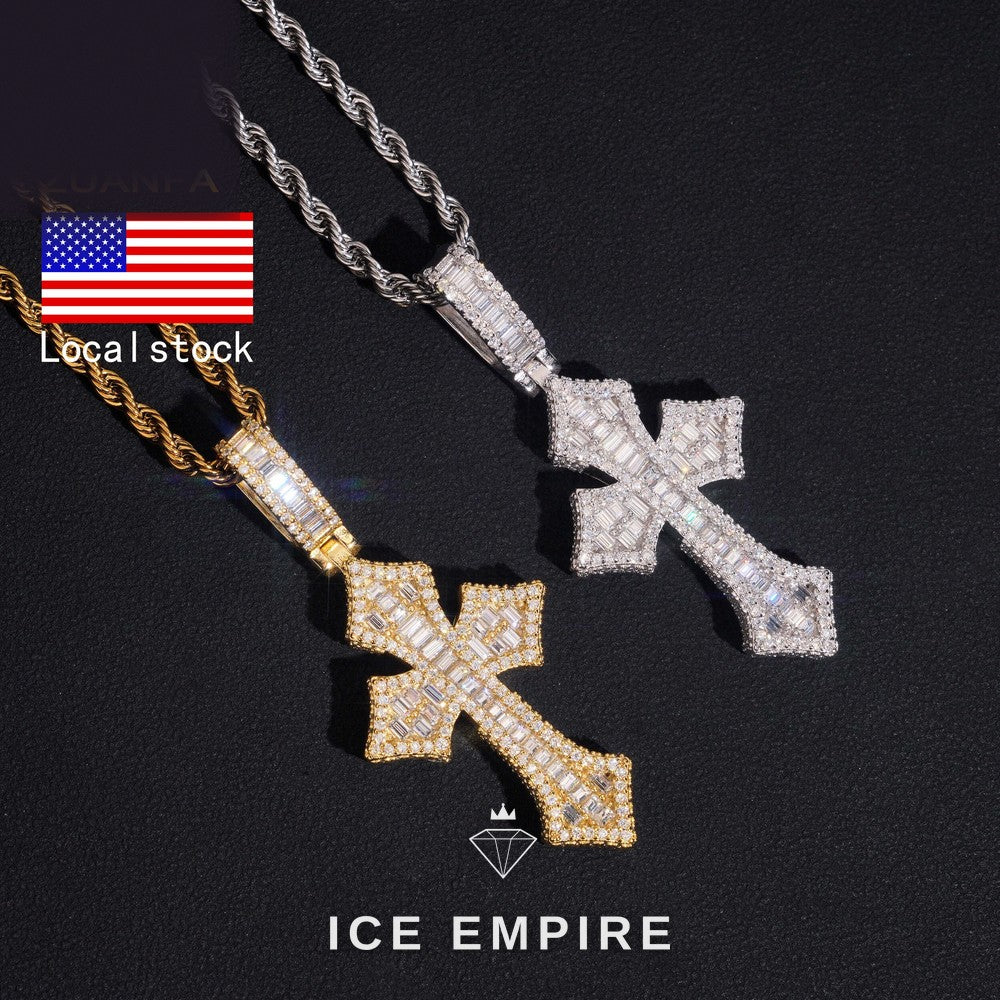 Iced Out Baguette 925 Silver Pendant