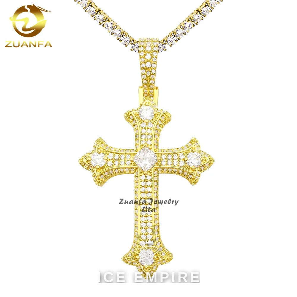 Iced Out Cross 925 Silver Moissanite Pendant