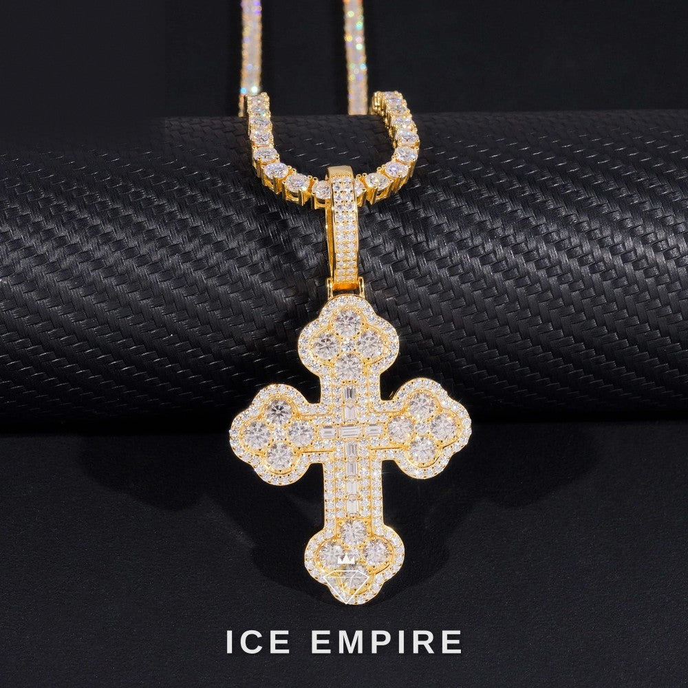 Iced Out Cross 925 Silver Pendant