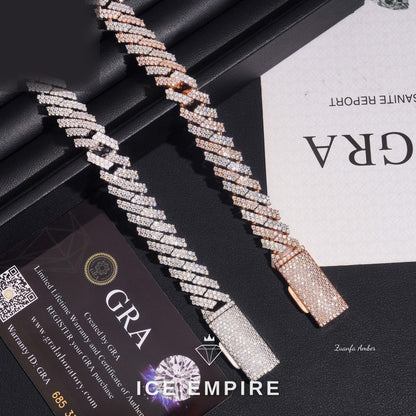 Iced Out 14K Gold Moissanite Cuban Chain