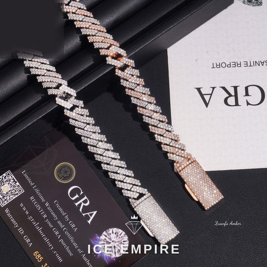 Iced Out 14K Gold Moissanite Cuban Chain