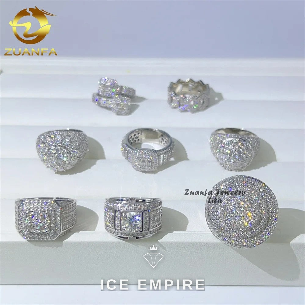 Iced Out 925 Silver Moissanite Ring