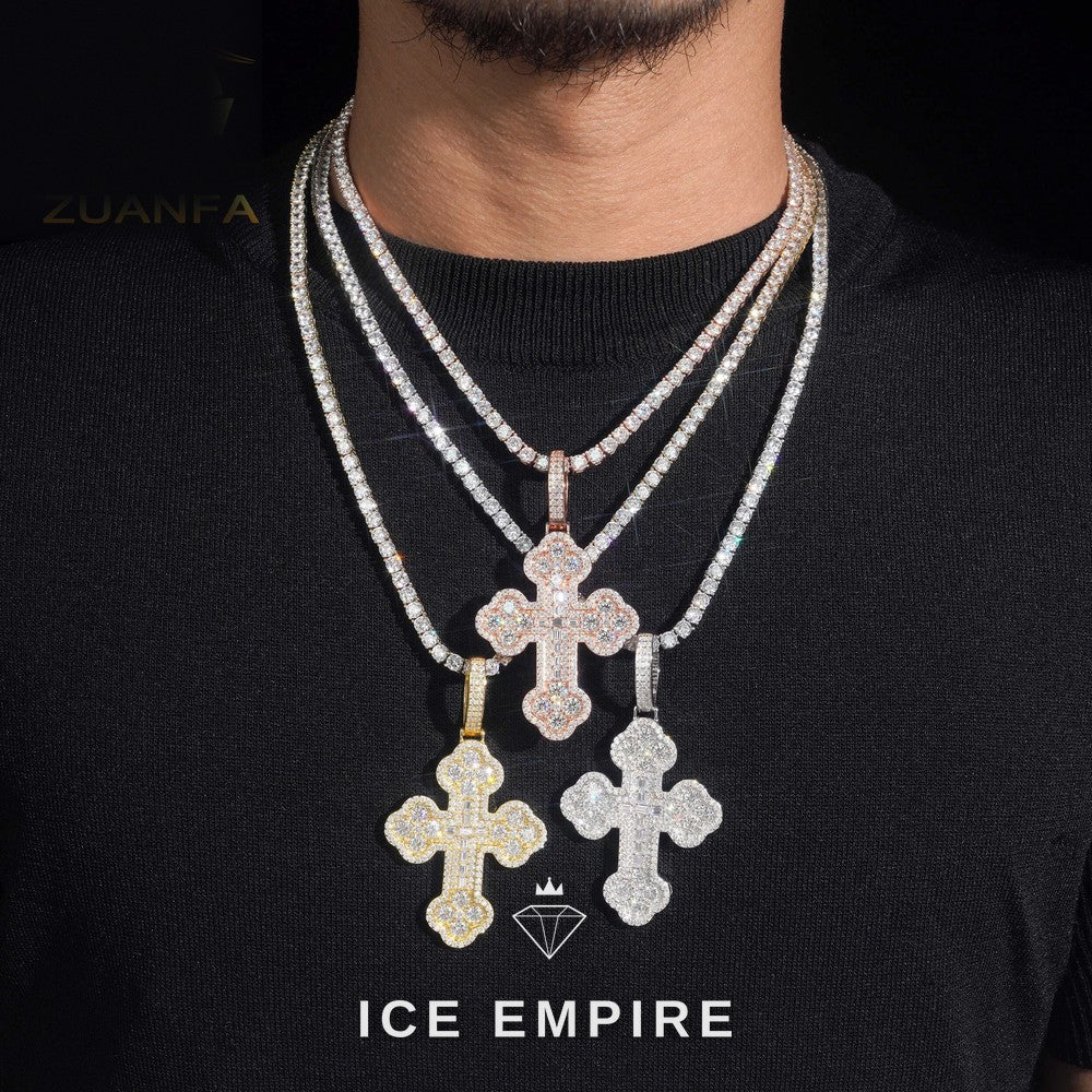 Iced Out Baguette 925 Silver Pendant