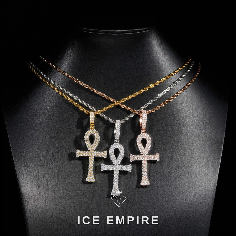 Iced Out Cross Rose Gold Plated Moissanite Pendant