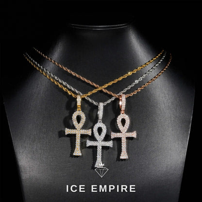 Iced Out Cross Rose Gold Plated Moissanite Pendant