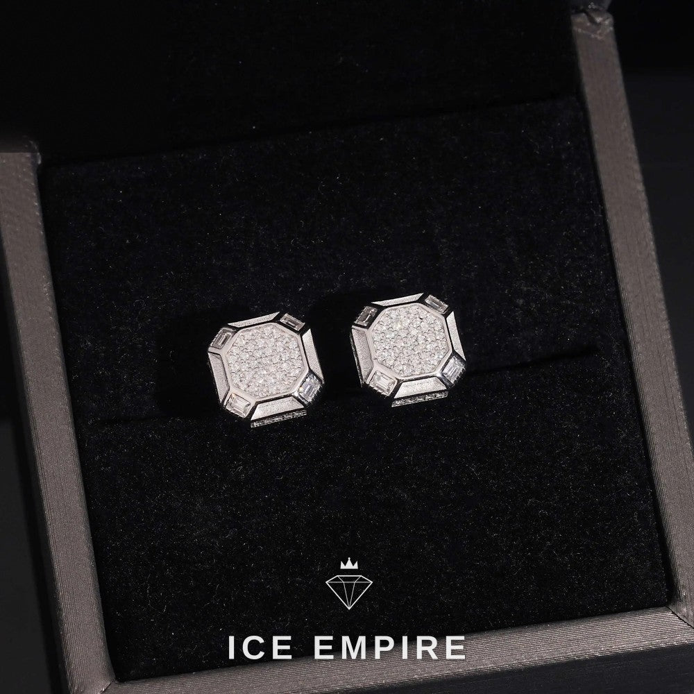 Iced Out 925 Silver Moissanite Stud Earrings