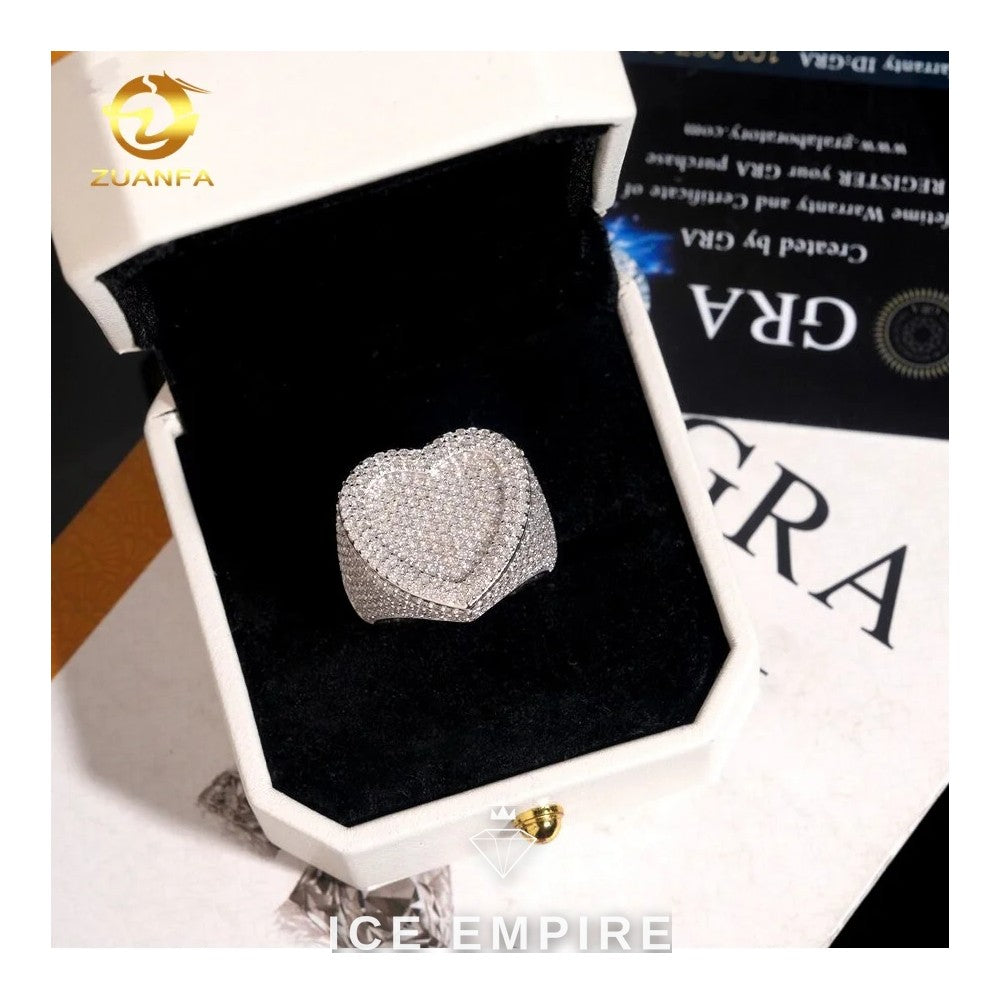 Iced Out Heart Rose Gold Plated Moissanite Ring