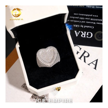 Iced Out Heart Rose Gold Plated Moissanite Ring