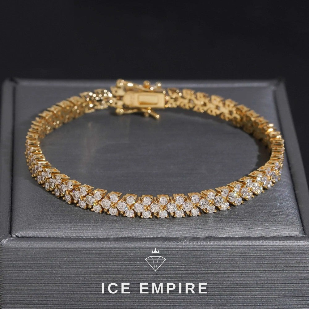 Iced Out Cluster 925 Silver Moissanite Tennis Bracelet