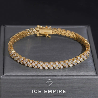 Iced Out Cluster 925 Silver Moissanite Tennis Bracelet
