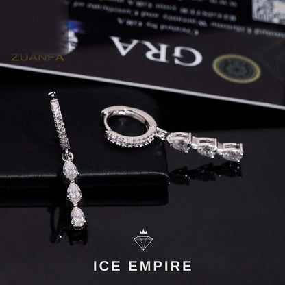 Iced Out 925 Silver Moissanite Hoop Earrings