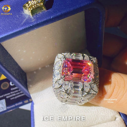Iced Out Heart 10K Gold Moissanite Ring